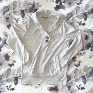 BANANA REPUBLIC beige/grey sweater front pocket XS